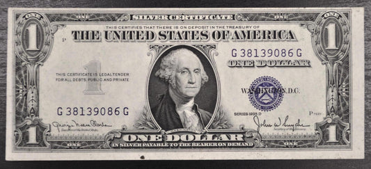 1935 D Silver Certificate 1 Dollar Narrow Notes - AU (About Uncirculated) - Set of 2 Consecutive Serial Notes - 1935A One Dollar - Fr#1613N