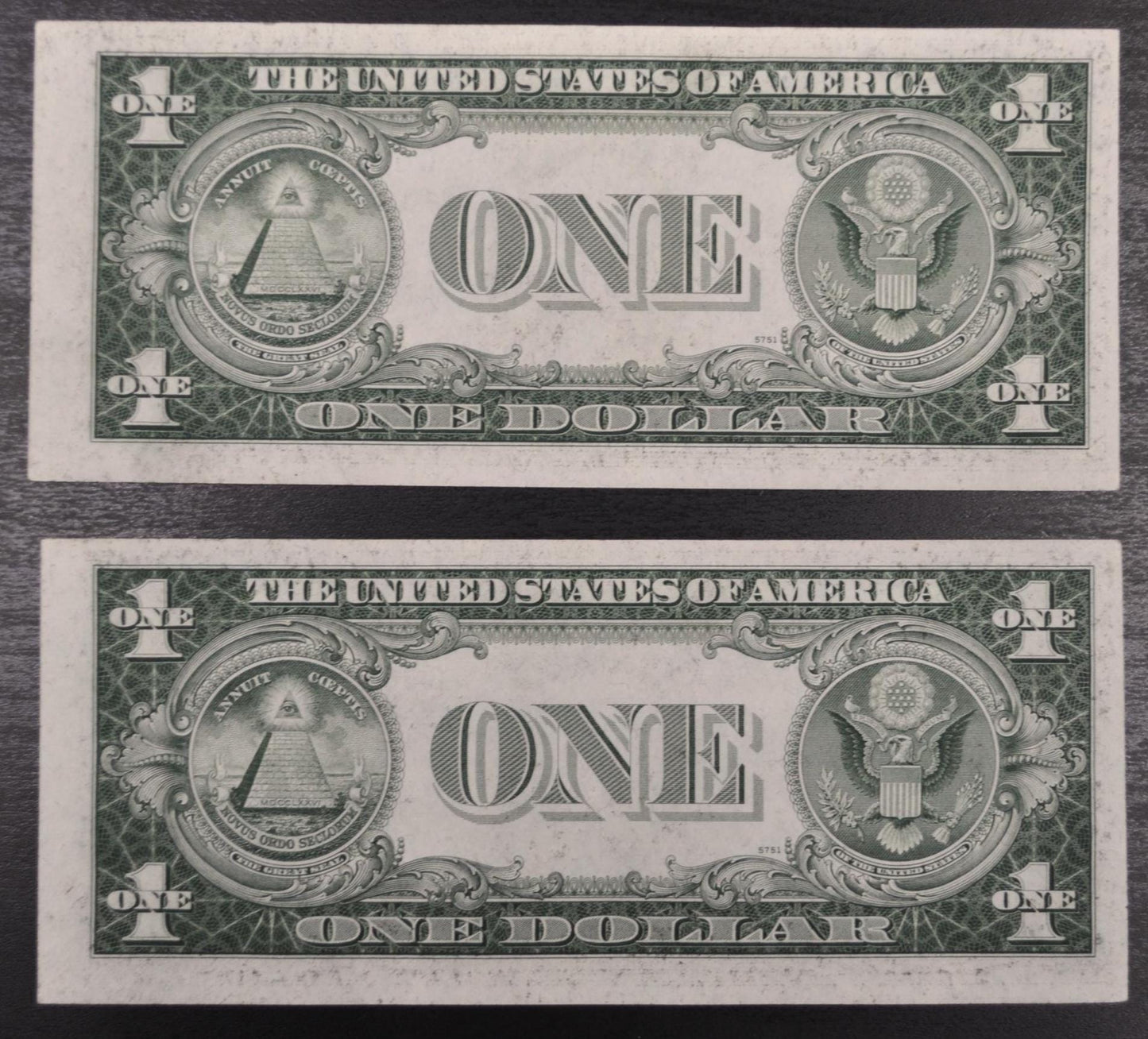 1935 D Silver Certificate 1 Dollar Narrow Notes - AU (About Uncirculated) - Set of 2 Consecutive Serial Notes - 1935A One Dollar - Fr#1613N