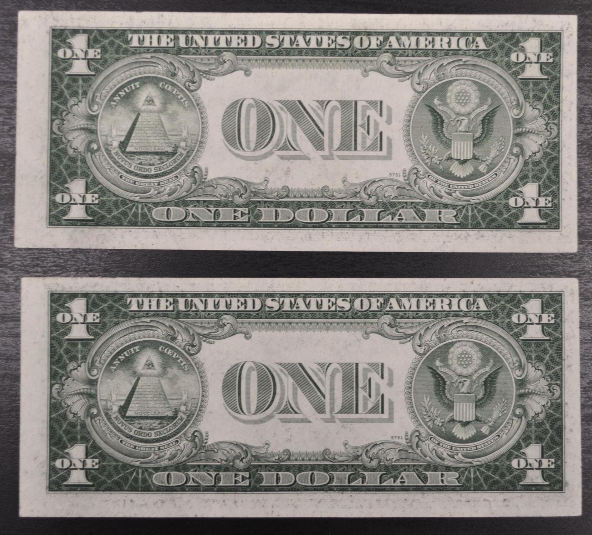 1935 D Silver Certificate 1 Dollar Narrow Notes - AU (About Uncirculated) - Set of 2 Consecutive Serial Notes - 1935A One Dollar - Fr#1613N