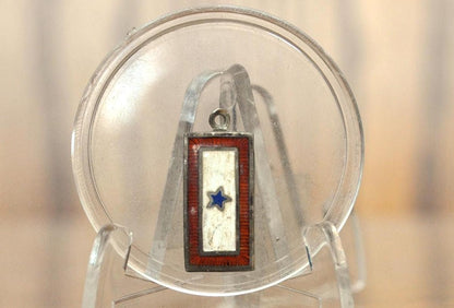 Antique 925 Sterling Silver WWII Blue Star Flag Son in Service Mothers Charm - WWII Mothers Charm - WWII Blue Star Flag Charm