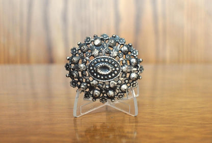 Beautiful Silver Tone Open Work Oval Filigree Pin - Silver Tone Brooch - Oval Filigree Silver Tone Brooch