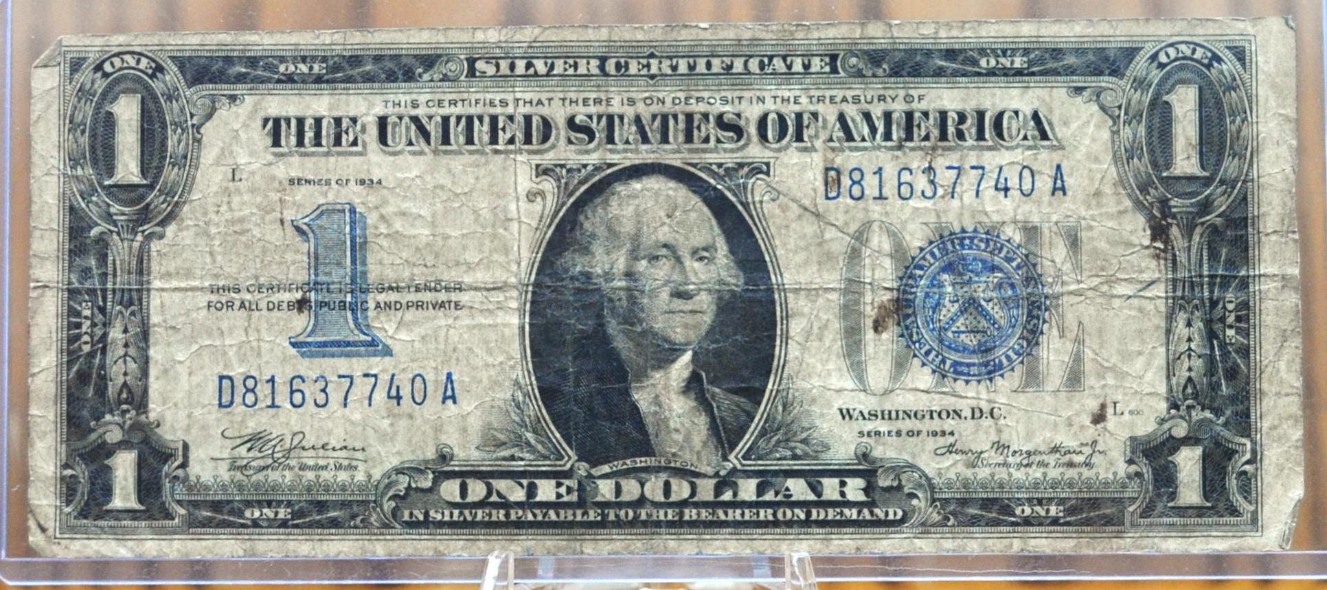 1934 1 Dollar Silver Certificate - XF - Fr#1606 - Funny Back Note - 1934 One Dollar Silver Cert.