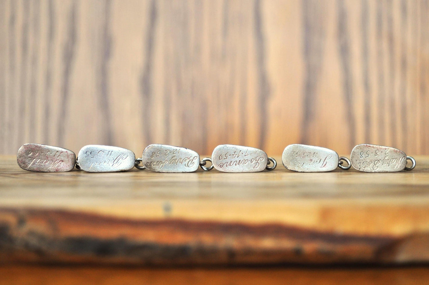 Antique 50's Inscribed Sterling Silver Baby Shoes By Napier Three Dimensional - Inscribed Names and Dates - Napier 3-D Baby Boots Charm