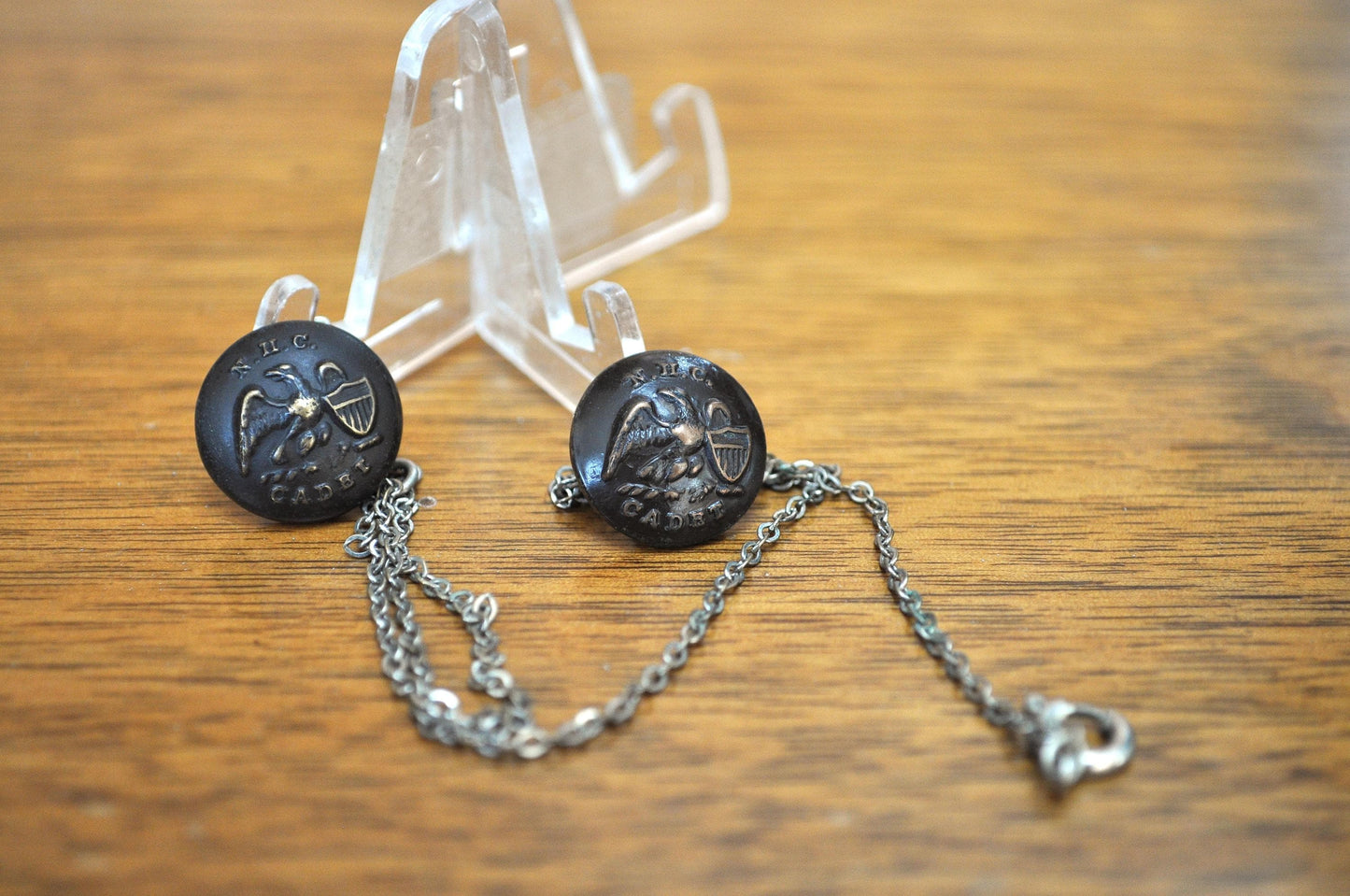 Antique 1870's New Hampshire College Cadet Uniform Buttons - NH Cadet Uniform Pins - N.H.C. Cadet Button Pins