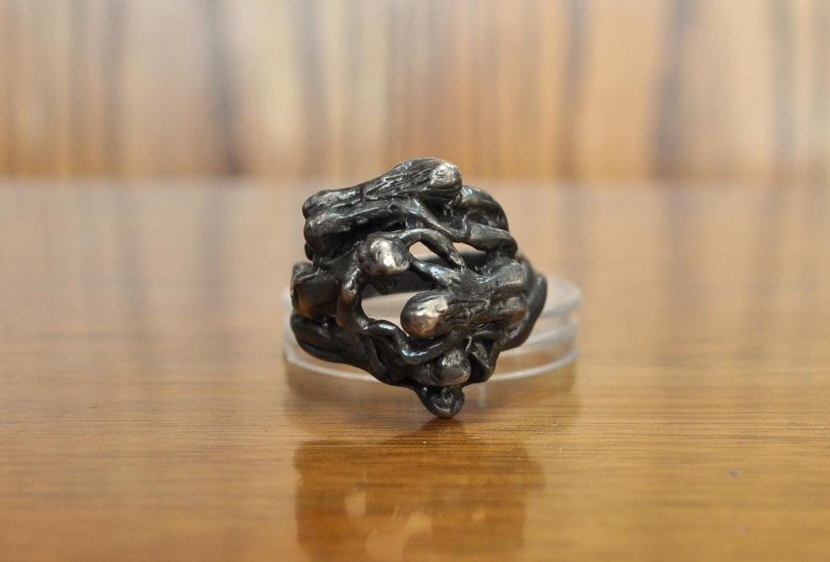 ヴィンテージ SEX RING シルバーリング925 Unique Hand Made Sterling Silver Sex Ring - 925 Sex Ring - Size 10