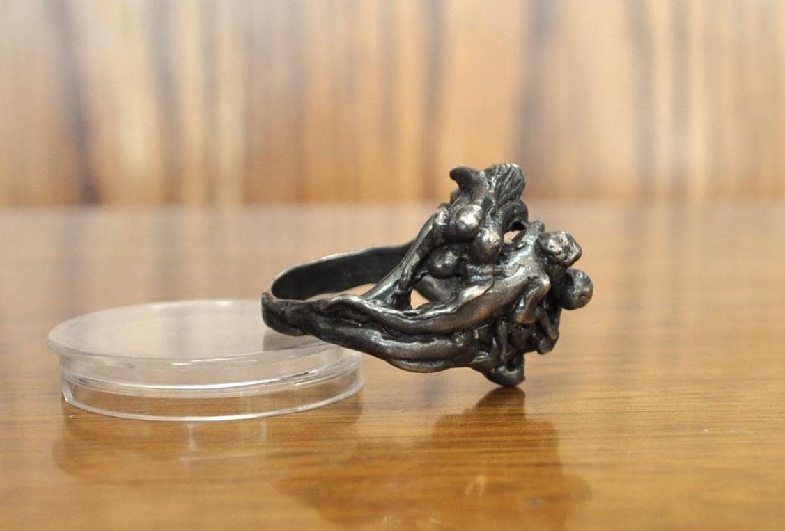 Unique Hand Made Sterling Silver Sex Orgy Style Ring - 925 Sex Ring - Size 10 - Large 925 Sex Ring