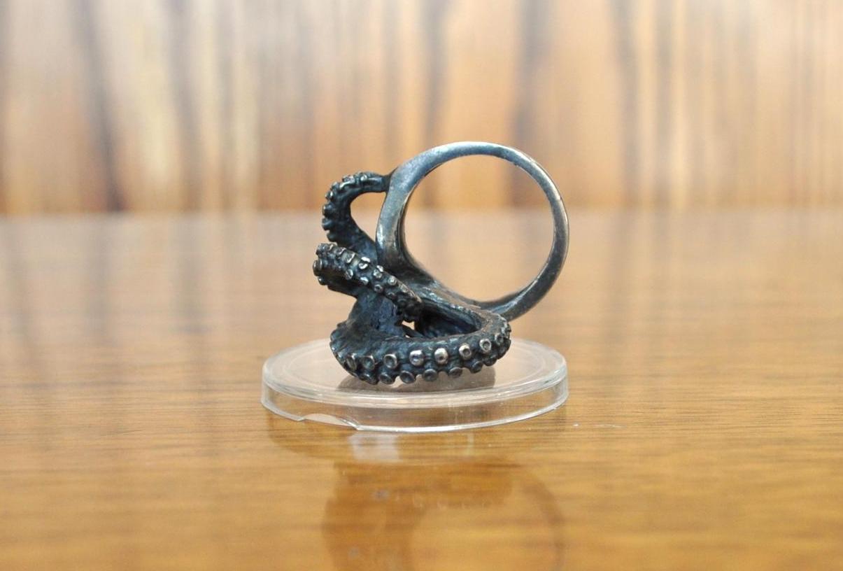 Amazing Hand Crafted Peggy Skemp Sterling Silver Octopus Tentacle Sculpture Ring - Size 6.75 - 925 Octopus/Squid Ring