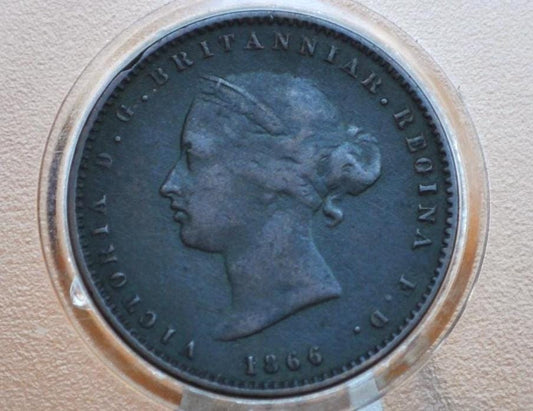 1866 States of Jersey 1⁄26 Shilling - XF Condition - UK One Twenty-Sixth Shilling 1866 - Queen Victoria Jersey Coin 1866, Rare