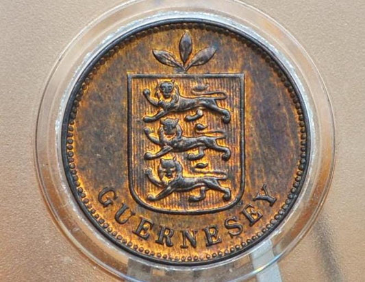 1911-H Guernesey 1 Doubles - BU Grade / Condition - Rare Coin, 90k Minted - Type-1 -