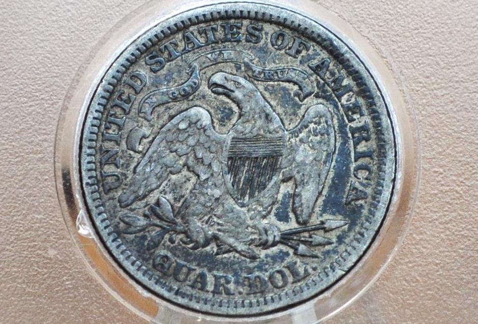 1874 Seated Liberty Quarter - VF, Nice Original Coin - 1874 Silver Quarter / 1874 Liberty Seated Quarter Dollar US - 1800s US Coins