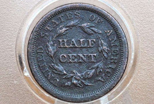 1851 Braided Hair Half Cent - XF Details, Corrosion - 1851 US Half Cent - 1851 Half Penny - US Half Cents