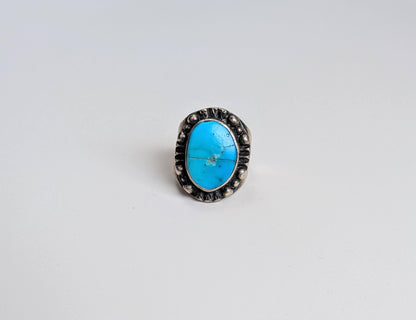 Timeworn 925 Sterling Silver Blue Turquoise Ring - Sterling Silver Turquoise Ring - Cracked Blue Turquoise Ring
