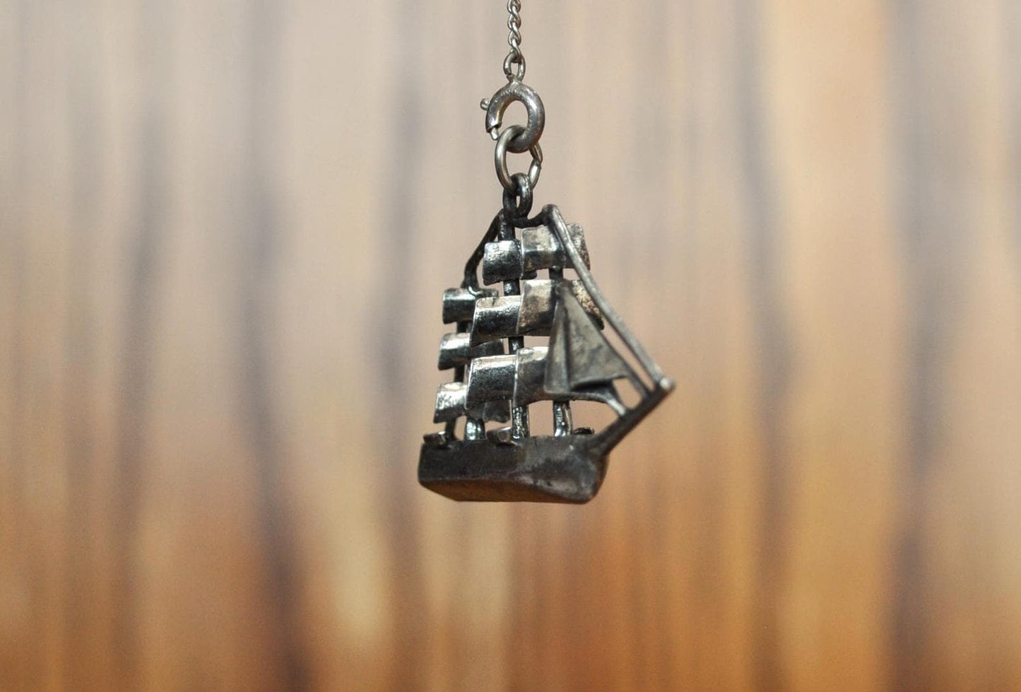 Antique 925 Sterling Silver Clipper/Barque Ship Charm - Sterling Silver Ship Charm - 19th Century Trading Ship Charm