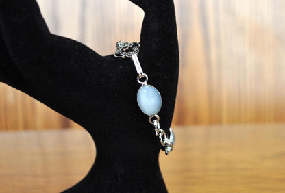 Ornate Gold Filled Glass Moonstone Bracelet - 14 mm - Gold Filled Ornate Bracelet