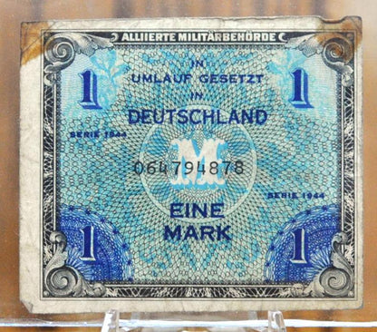 1944 Germany 1 Mark Paper Note - Allied Military WWII Issue - 1944 German One Mark Eine Mark Allied Military Banknote 1944 - P#192a