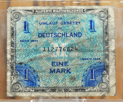 1944 Germany 1 Mark Paper Note - Allied Military WWII Issue - 1944 German One Mark Eine Mark Allied Military Banknote 1944 - P#192a