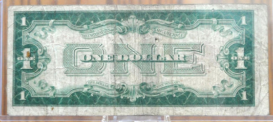 1928 1 Dollar US Note Legal Tender - VG (Very Good) Condition, Stained - 1928 One Dollar Red Seal US Note - Funny Back Note - Fr#1500