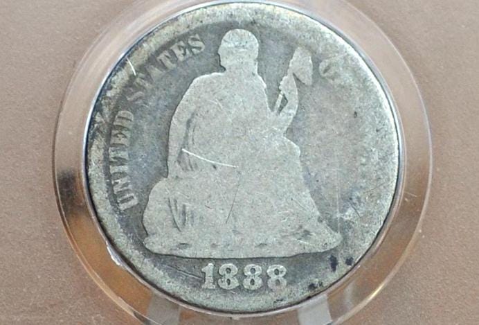 1883 Seated Liberty Dime - AG/G - 1888 Silver Dime / 1888 Liberty Seated Dime US 1 Dime From 1800s
