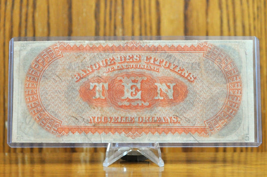 1860 Citizens Bank at Shreveport 10 Dollar Note - Louisiana Obsolete Currency - Issued 1860 Louisiana Ten Dollar Shreveport Banknote