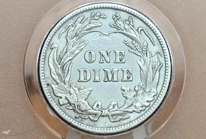 1913 Barber Silver Dime - G-VG Grade / Condition - Philadelphia Mint - 1913 Liberty Head Dime - Silver 1913 P Barber Dime