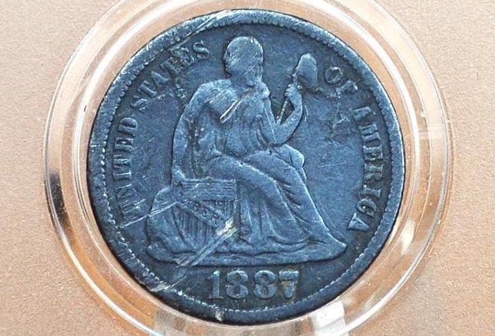 1887 Seated Liberty Dime - VF Detail - 1887 Silver Dime / 1887 Liberty Seated Dime - US Historic Coin