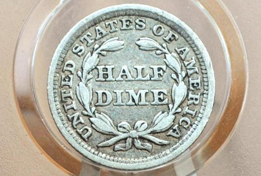 1854 Half Dime - XF (Extremely Fine); Great Coin - 1854 Seated Liberty Half Dime - Early American Coin, 1854 Silver Half Dime Liberty Seated