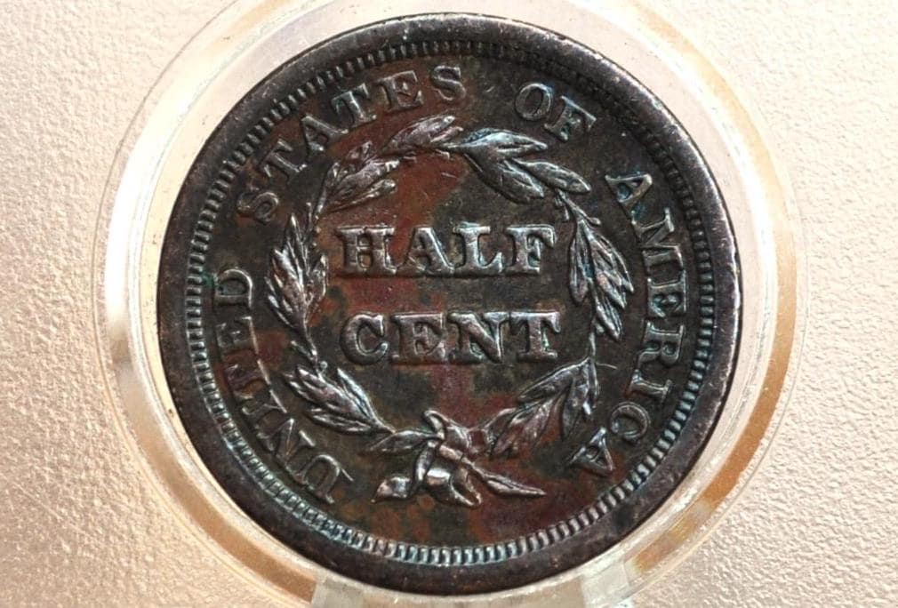 1851 Braided Hair Half Cent - AU (About Uncirculated) - 1851 US Half Cent - 1851 Half Penny - US Half Cents