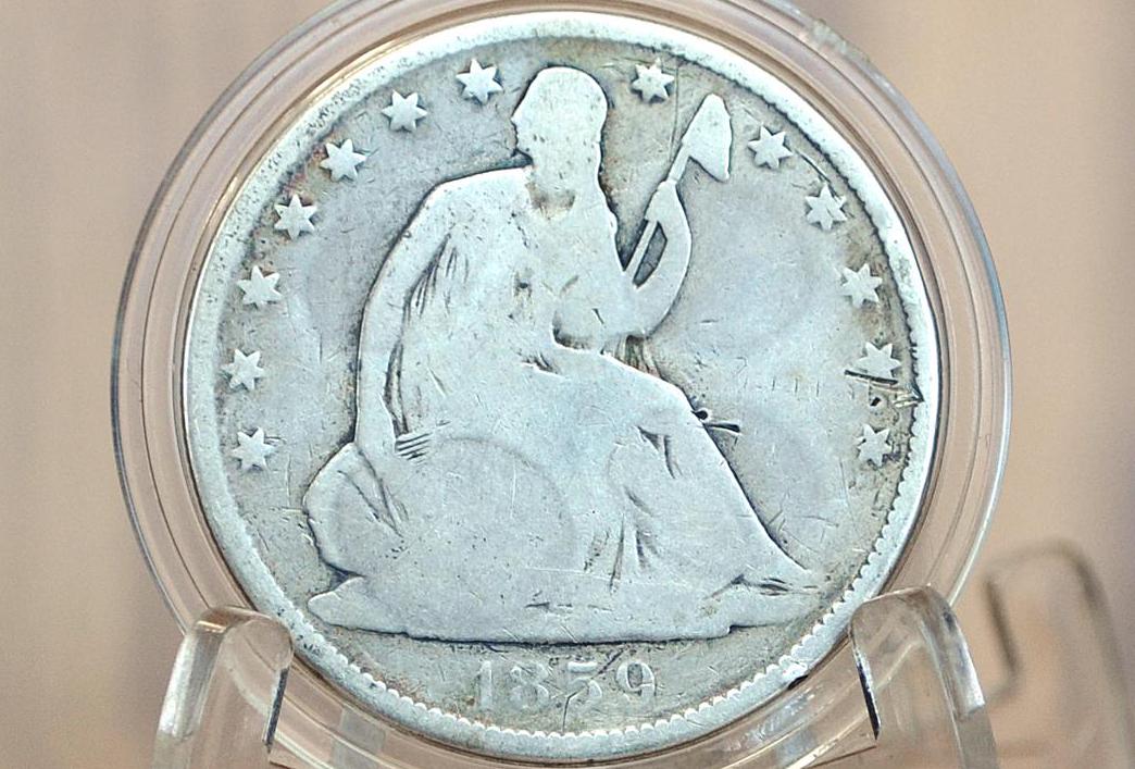 1859-O Seated Liberty Half Dollar - VG - 1859O Liberty Seated Silver Half Dollar 1859 - All TreasureHunterCo. Coins are Authentic