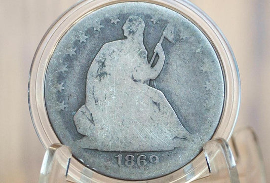 1869 Seated Liberty Half Dollar - G (Good), 1869 Liberty Seated Silver Half Dollar 1869 Mint Half - Authentic, Rarer Date!