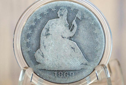 1869 Seated Liberty Half Dollar - G (Good), 1869 Liberty Seated Silver Half Dollar 1869 Mint Half - Authentic, Rarer Date!