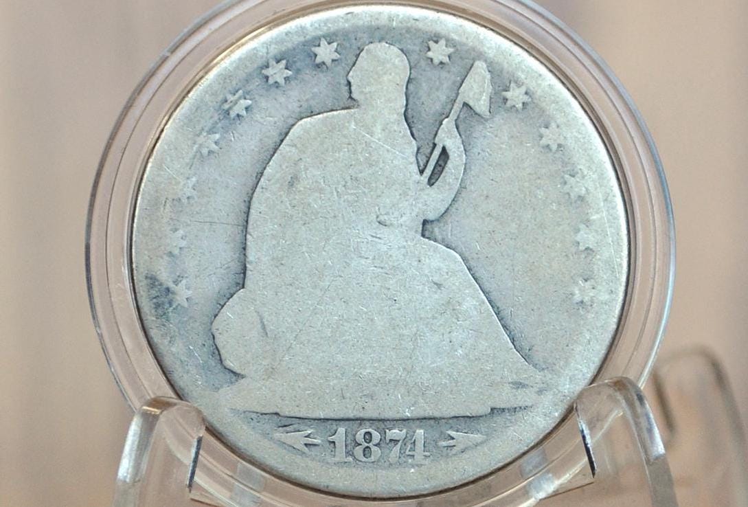 1874-S Seated Liberty Half Dollar - G (Good), 1874S Liberty Seated Silver Half Dollar 1874 Half - Authentic, Rarer Date!