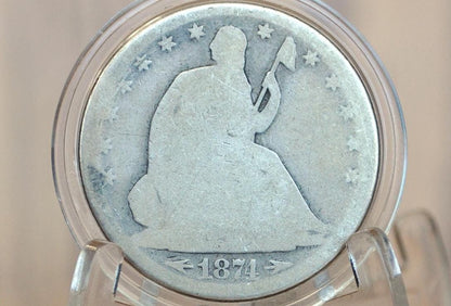 1874-S Seated Liberty Half Dollar - G (Good), 1874S Liberty Seated Silver Half Dollar 1874 Half - Authentic, Rarer Date!