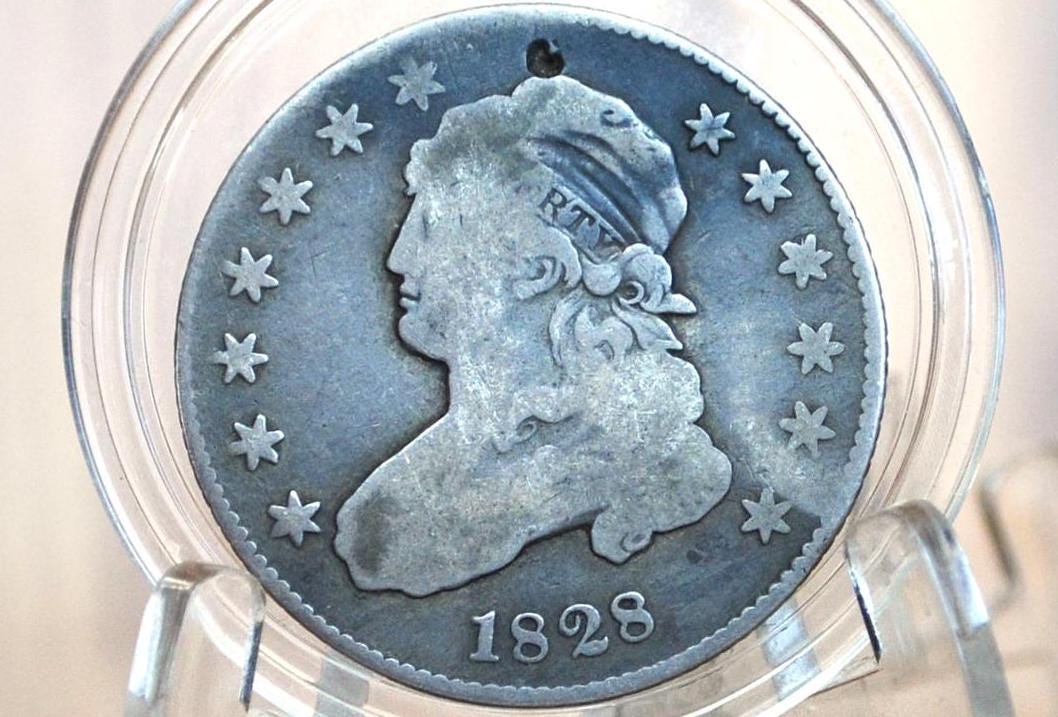 稀少(XF45)　アメリカ合衆国　キャップド バスト タイプ女神像　1828 Quarter - Capped Bust – Treasure Hunter Co