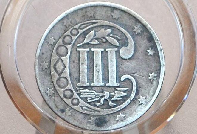 1856 Three Cent Silver US Coin - VG+ Detail, Holed - 1856 3 Cent Trimes Silver 3 Cent Piece - Great & Affordable Collection Piece