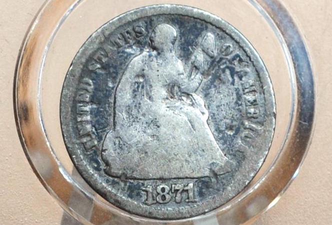 1871 Half Dime - G/VG - 1871 Seated Liberty Half Dime - Early American Coin - 1871 Silver Half Dime Liberty Seated 1871 5 Cent Silver