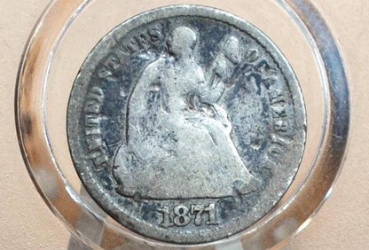 1871 Half Dime - G/VG - 1871 Seated Liberty Half Dime - Early American Coin - 1871 Silver Half Dime Liberty Seated 1871 5 Cent Silver