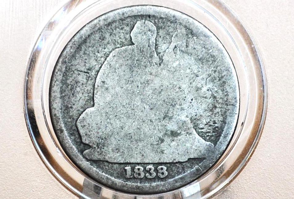 1838-O Seated Liberty Dime - AG/G - Key Date - 1838 O Silver Dime / 1838O Us 1 Dime Liberty Seated 1838 O Mint