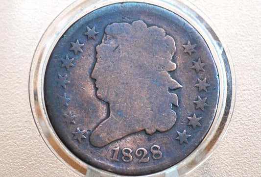 1828 Half Cent - G (Good) Condition / Grade - Classic Head Half Cent - 1828 Classic Head Cent - 1828 Half Penny - 1828 13 Stars