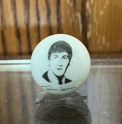 RARE Set of 4 Vintage Large White The Beatles Signature Marbles - Complete Set - Official Beatles Signature Portrait White Marbles Set