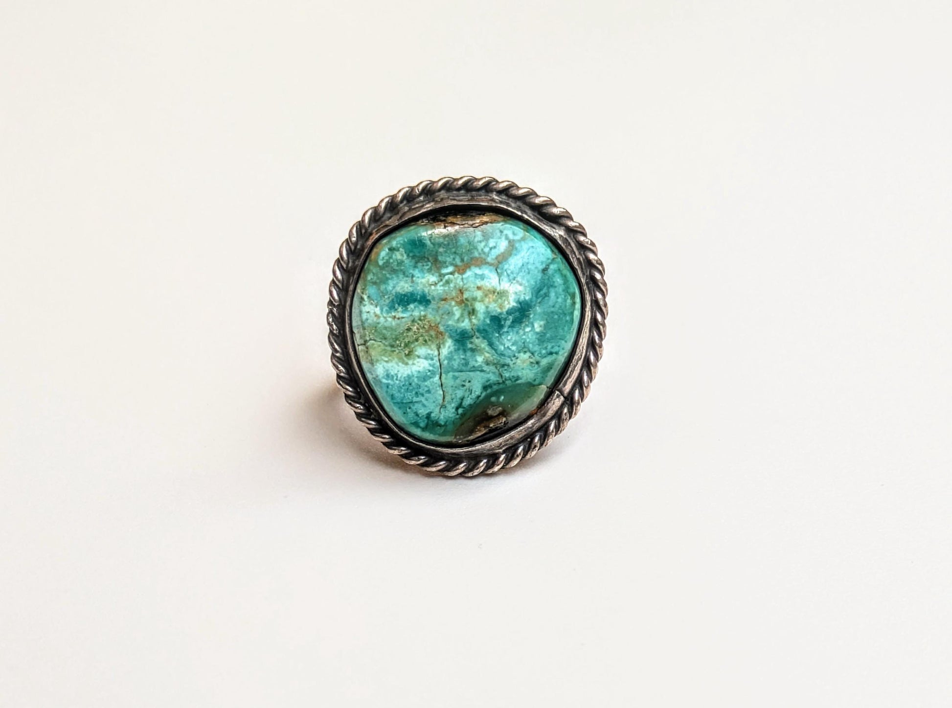 Incredible Sterling Silver Fox Turquoise Ring - Size 7 - Rare Native American Jewelry - Coiled Dome Ring