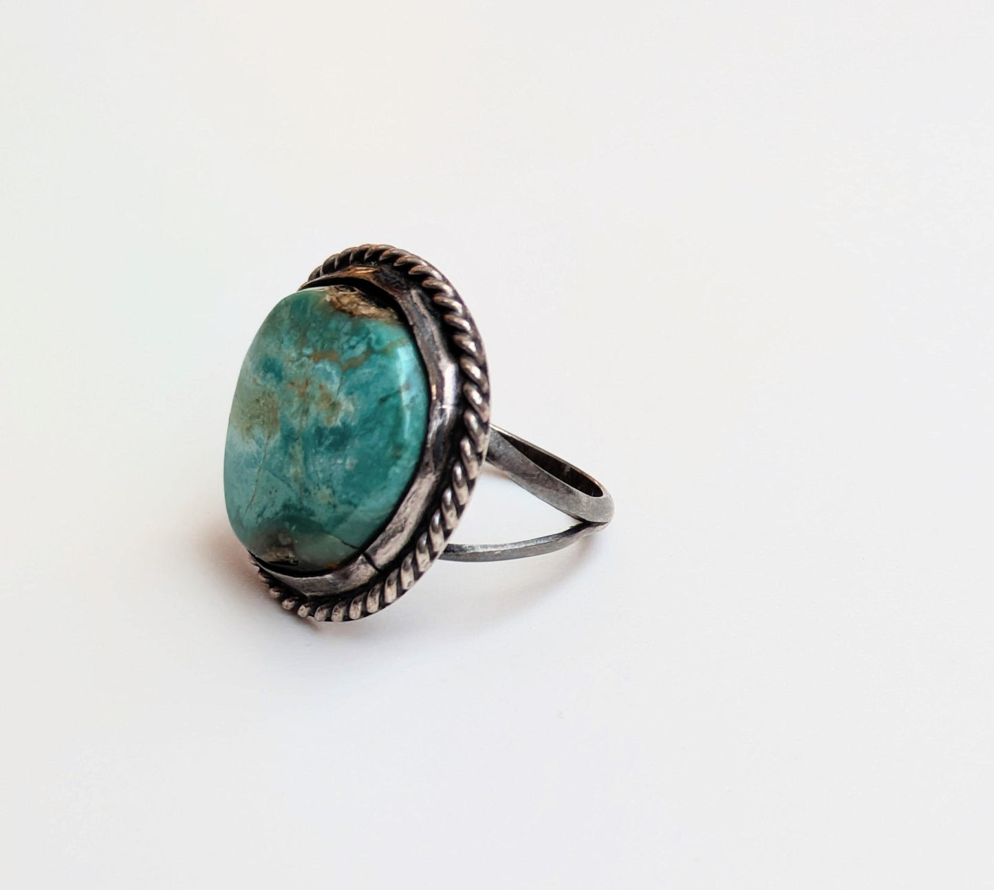 Incredible Sterling Silver Fox Turquoise Ring - Size 7 - Rare Native American Jewelry - Coiled Dome Ring