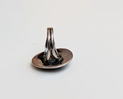 Intricate Sterling Silver Navajo Turquoise Ring - Size 6 - Bright Turquoise Ring - Coiled Dome Ring