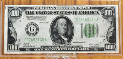 1928A Federal Reserve 100 Dollar Note - Light Green Seal - Chicago (G) - Redeemable in Gold - 1928 A One Hundred Dollar IL Note - Fr.2151-G