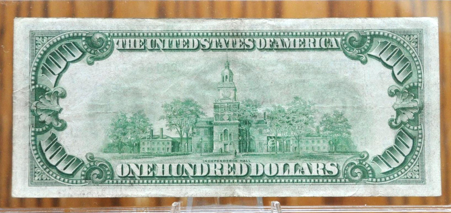 1928A Federal Reserve 100 Dollar Note - Light Green Seal - Chicago (G) - Redeemable in Gold - 1928 A One Hundred Dollar IL Note - Fr.2151-G