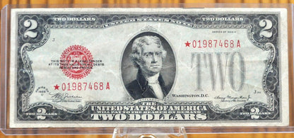 1928-D Red Seal 2 Dollar Mule Star Note - Rev. 265 - Choice Very Fine (VF+) - 1928D Two Dollar Legal Tender US Mule Star Note - Fr. 1505m*