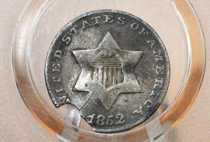 1852 Three Cent Silver US Coin - Choose by / Grade / Condition - 1852 3 Cent - Trimes / Silver 3 Cent Pieces - Good Type Coin