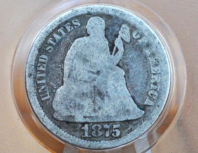 1875-S Seated Liberty Half Dollar - G Grade / Condition - San Francisco Mint - 1875 S Liberty Seated Silver Half Dollar