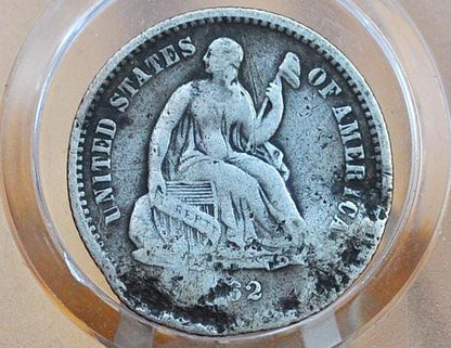 1852 Seated Liberty Silver Half Dime - Damaged but Great Detail - Early American Coin -