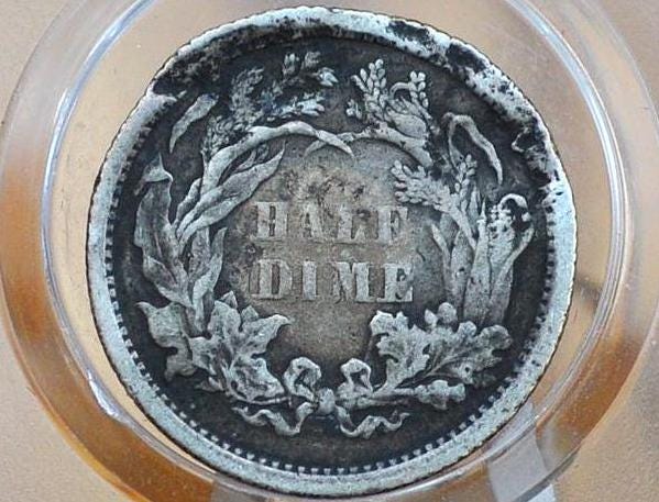1852 Seated Liberty Silver Half Dime - Damaged but Great Detail - Early American Coin -