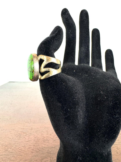 Environmental 925 Sterling Silver Green Copper Turquoise Ring - Size 8 - Desert Rose Trading Green Copper Turquoise Silver Ring